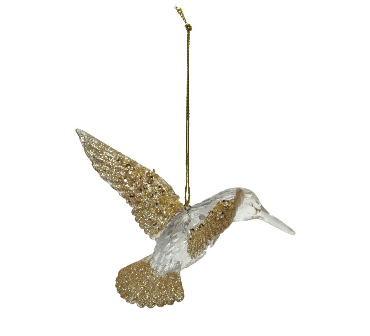 Glob Hummingbird w glitter V1, Decoris, 9x11x7.5 cm, plastic, argintiu - imagine 3